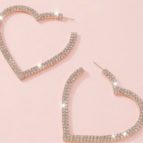 NanaMacs Rhinestone Heart Statement Earrings - Picture 3 of 15